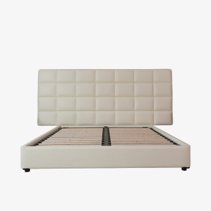 Modern minimalistisk vit king size läder sängram med sänggavel