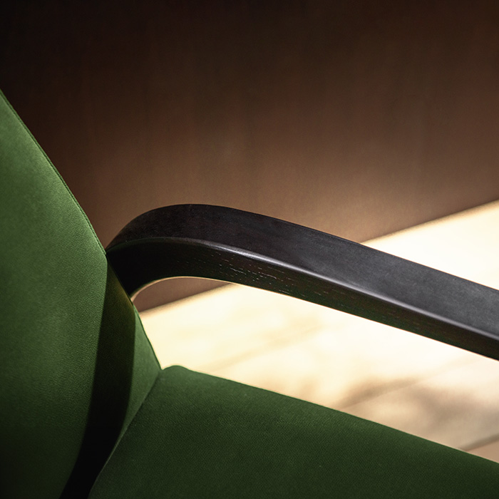Modern Green Velvet Arm Lounge Chair med ottoman