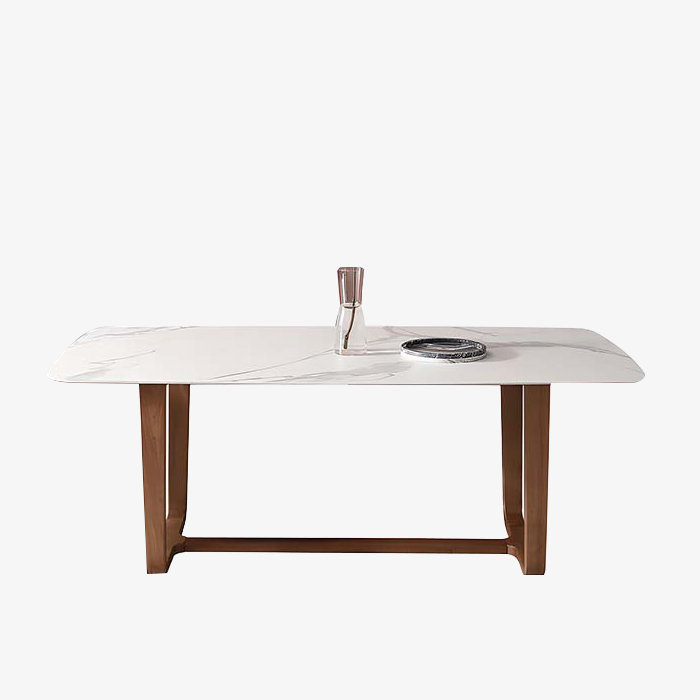 Modernt rektangulärt matbord i marmor med bockfot för matsalen 