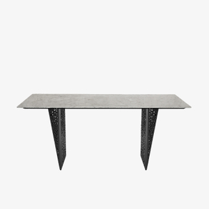Modernt matbord i marmorskiva med ben i rostfritt stål Matsalsmöbler