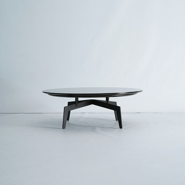Midcentury Modern svart marmor runt soffbord för vardagsrum