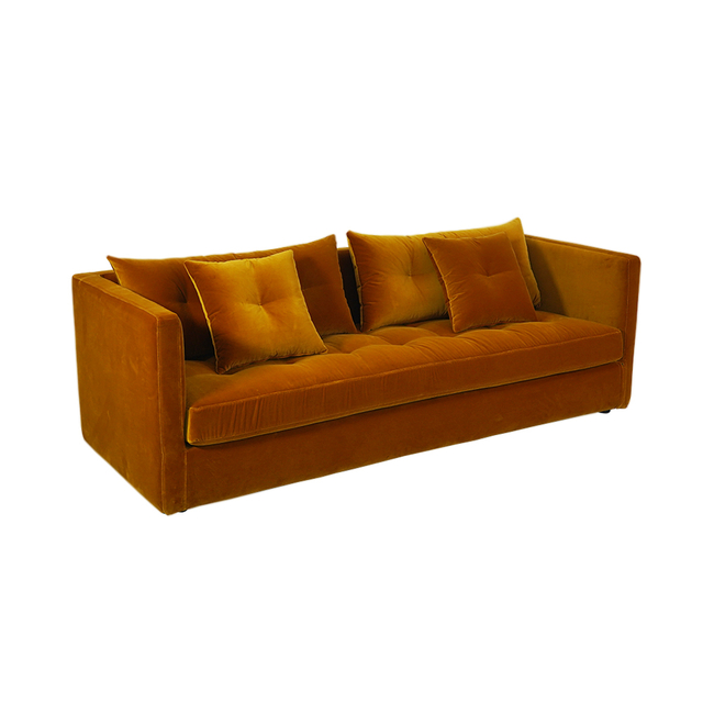 Modern Orange Velvet Loveseat soffa 3 sits för vardagsrumsmöbler