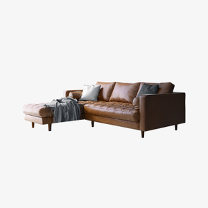 Moderna lädersoffset Soffor Lyxiga Loveseat-soffor med schäslong