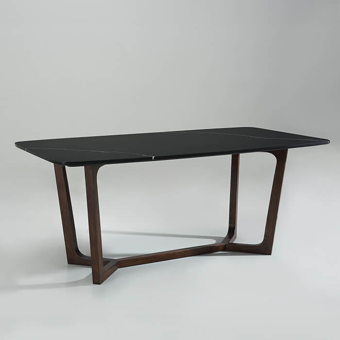 Modernt matbord i svart rektangel i marmor 