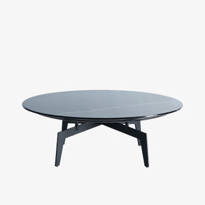 Midcentury Modern svart marmor runt soffbord för vardagsrum