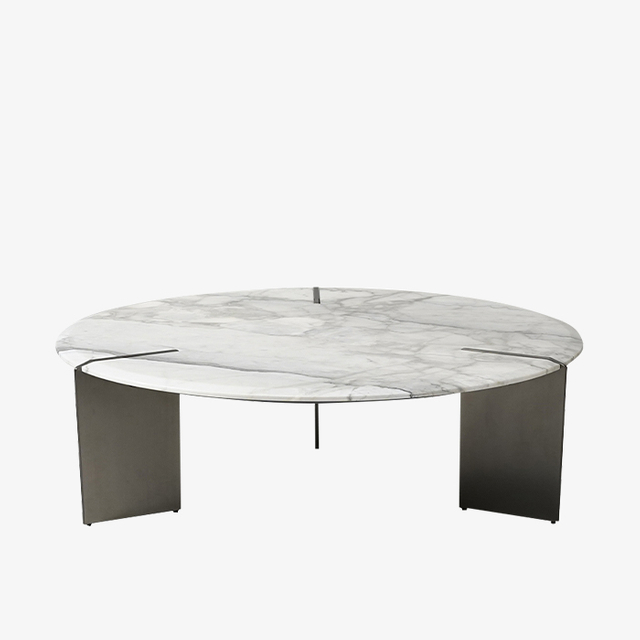 Vit runt soffbord i marmor Moderna inomhusmöbler för utomhusbruk