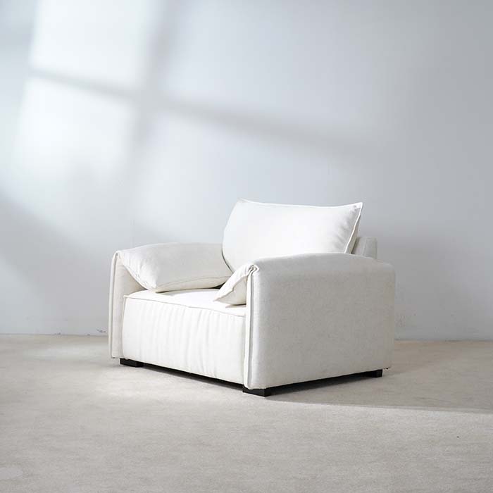 Lyxig modern vit enkel soffa stoppad accentfåtölj