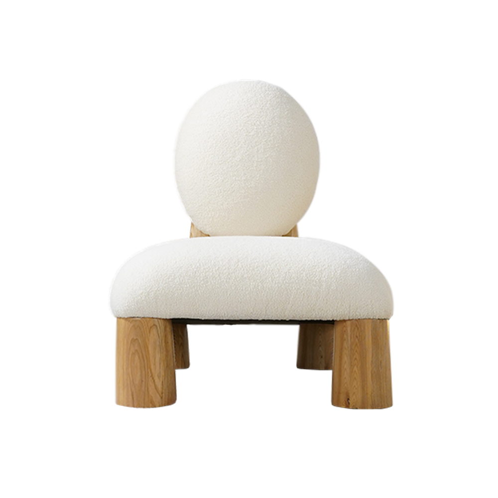 Natural Modern Wood Lounge Chair Armless Accent Stol med Teedy Fleece