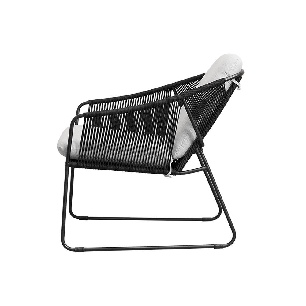 Modern Vattentät Black Metal Weave Lounge Chair Kudde Avtagbar
