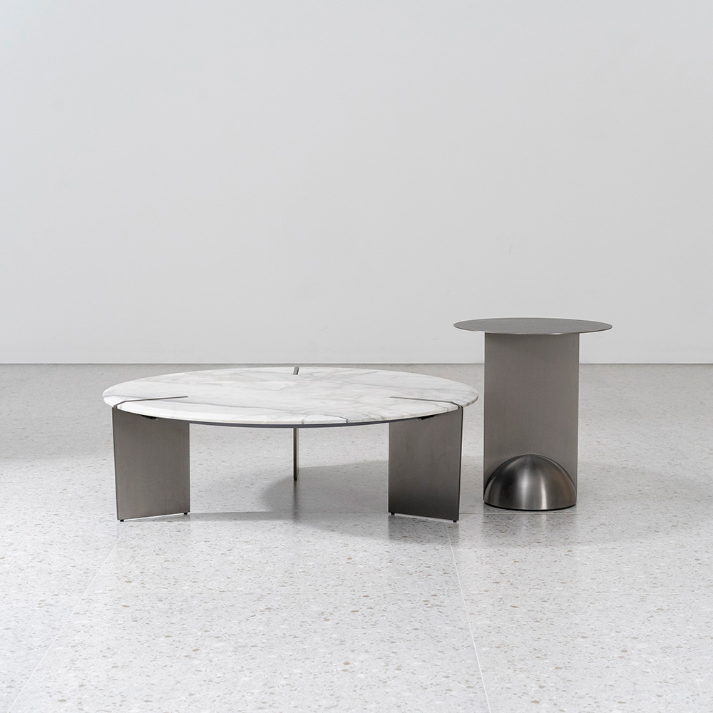 Vit runt soffbord i marmor Moderna inomhusmöbler för utomhusbruk