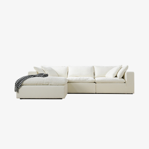 Modern vit 4-delad sektionssoffa med dunfyllda kuddar/kuddar Bekväm soffa