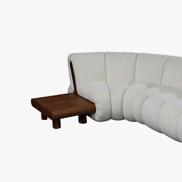 Minimalistisk böjd modulär sektionssoffa Sexsitsig stoppad lång soffa för vardagsrum
