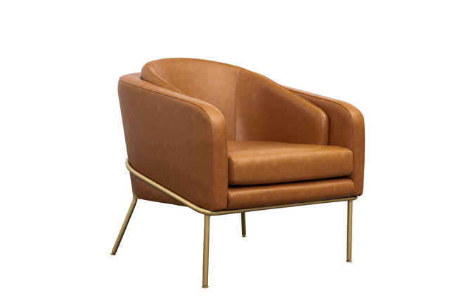 Brunt läderstol Moderna möbler Dämpad fåtölj Lyxig loungestol