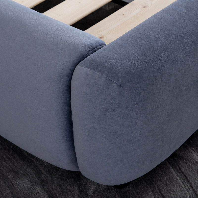 Velvet Block Twin Size Bed Stoppad plattformssäng