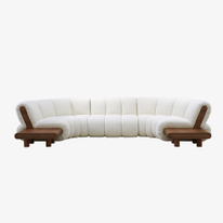 Minimalistisk böjd modulär sektionssoffa Sexsitsig stoppad lång soffa för vardagsrum