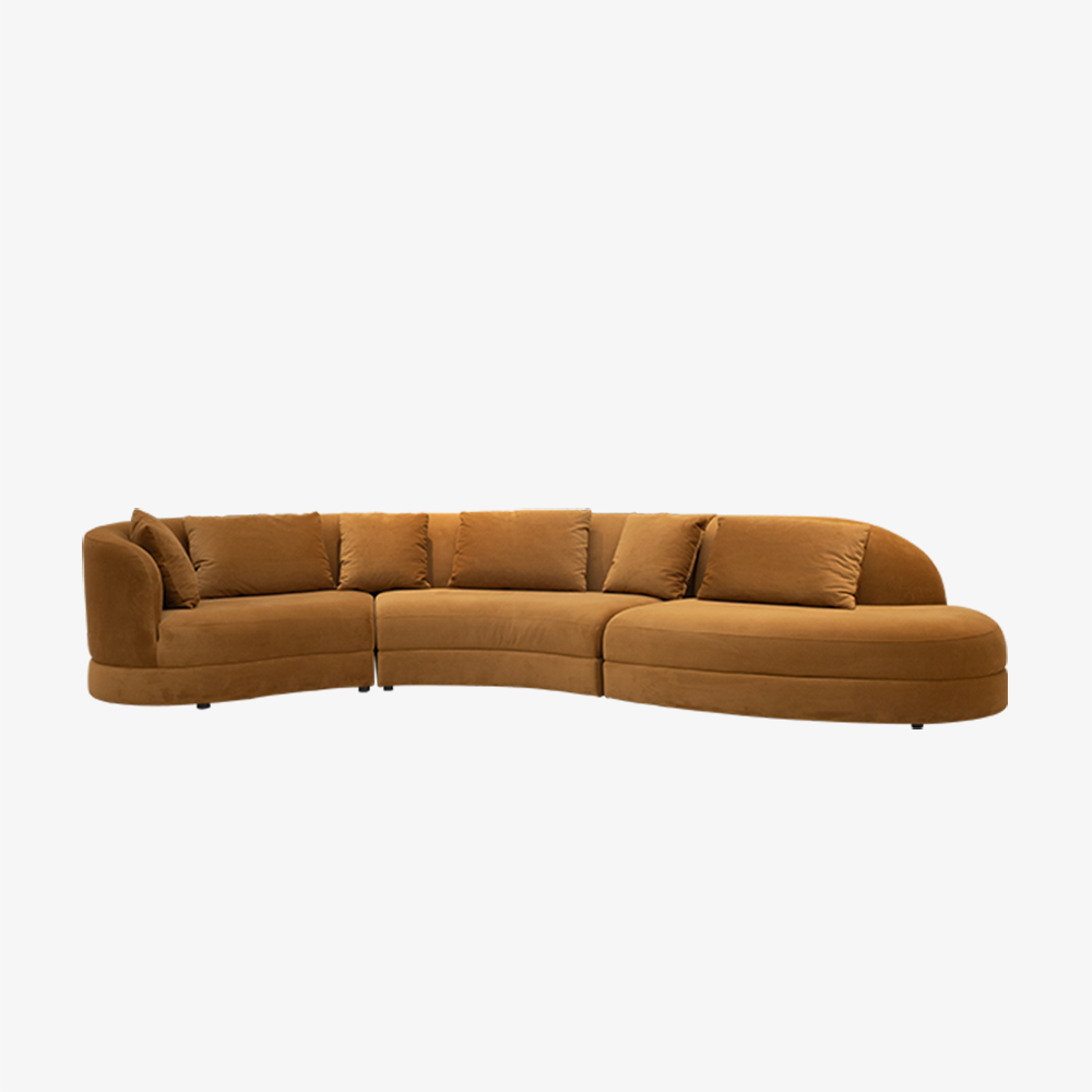 Modern samtida Chenille tyg böjd sektionssoffa soffa tre sits för vardagsrum