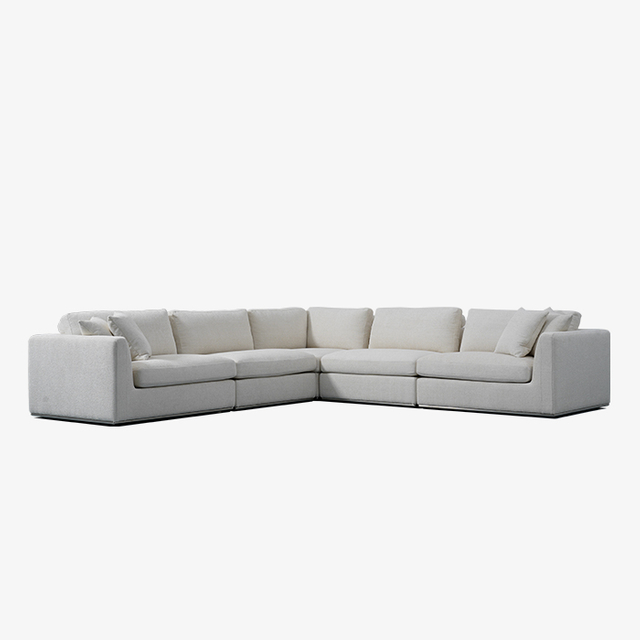 Minimalistisk grå modulär stoppad soffa för vardagsrum