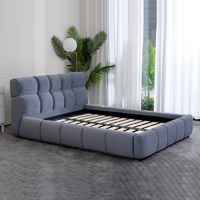 Velvet Block Twin Size Bed Stoppad plattformssäng