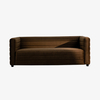Vintage tresitsig kanaliserad brun sammetsklädd soffa 