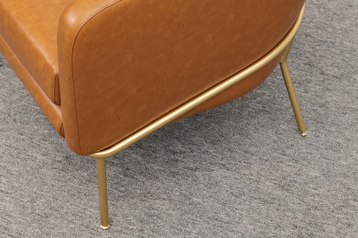 Brunt läderstol Moderna möbler Dämpad fåtölj Lyxig loungestol