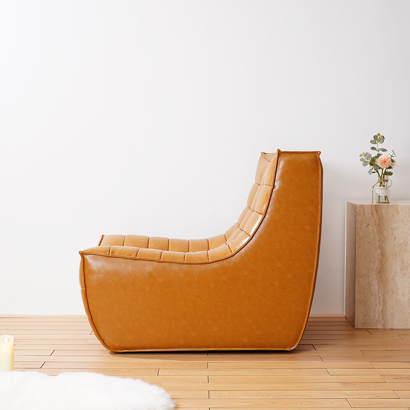 Modern Leather Single Lazy Sofa Stol Klädd Armless Lounge Chair