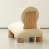 Natural Modern Wood Lounge Chair Armless Accent Stol med Teedy Fleece
