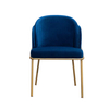 Italiensk matstol i blå sammet Modern matsalsmöbler Järn Metall Nordic Home Framework stoppad matstol